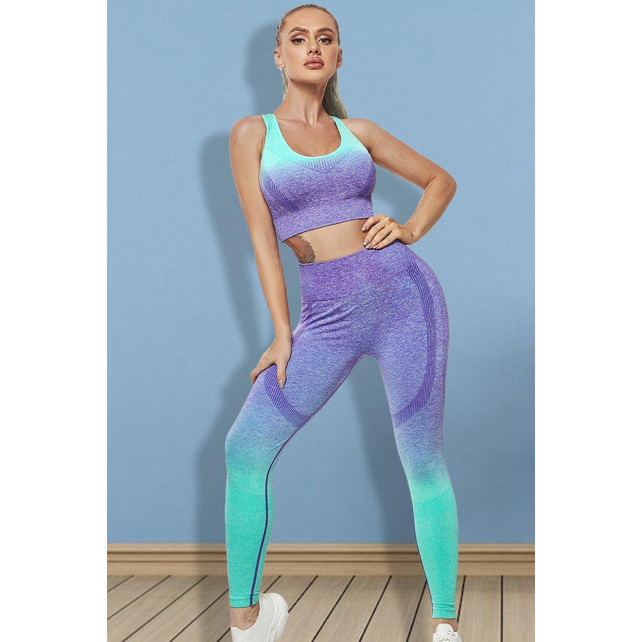 Gradient Sports Tank and Leggings Set Lavender / XS