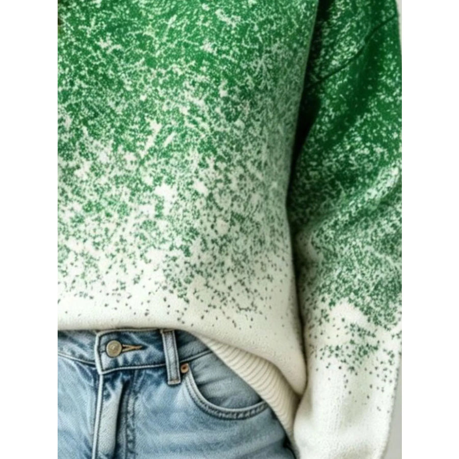 Gradient Turtleneck Long Sleeve Sweater Apparel and Accessories