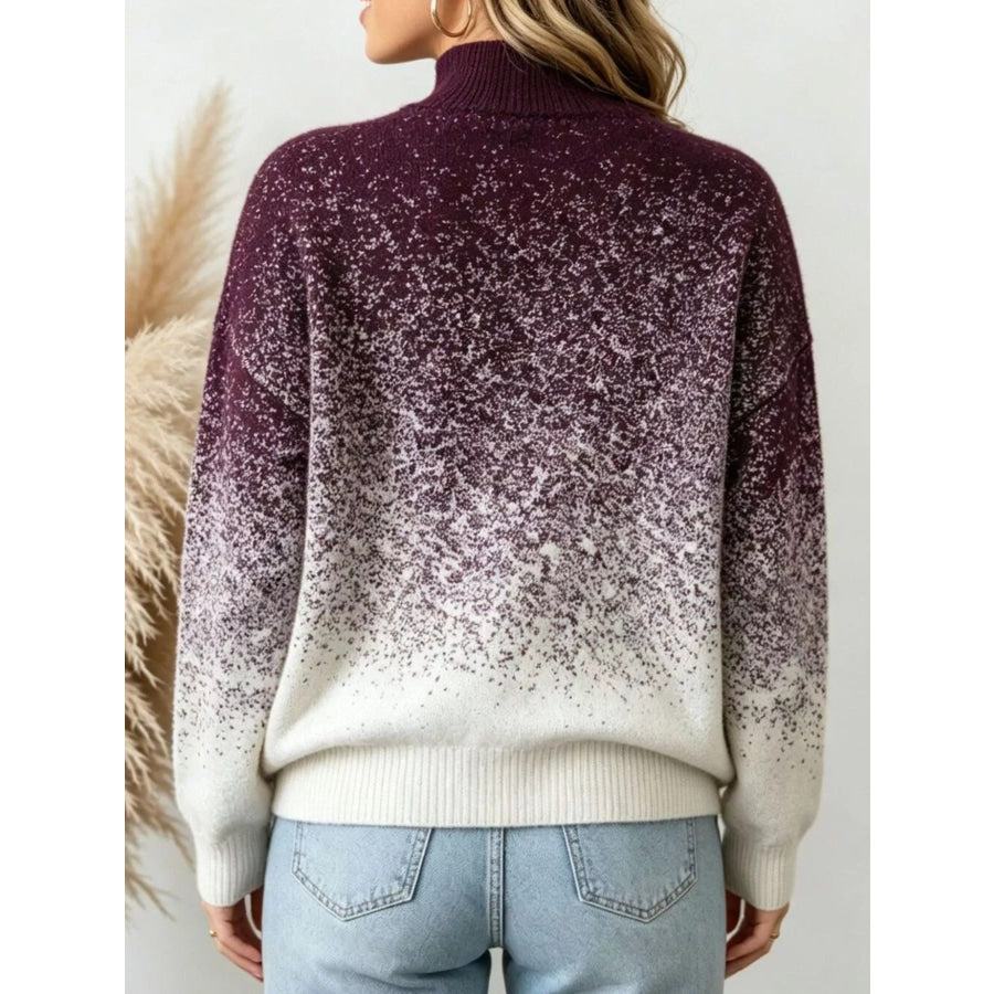 Gradient Turtleneck Long Sleeve Sweater Apparel and Accessories