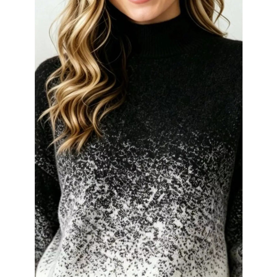 Gradient Turtleneck Long Sleeve Sweater Apparel and Accessories