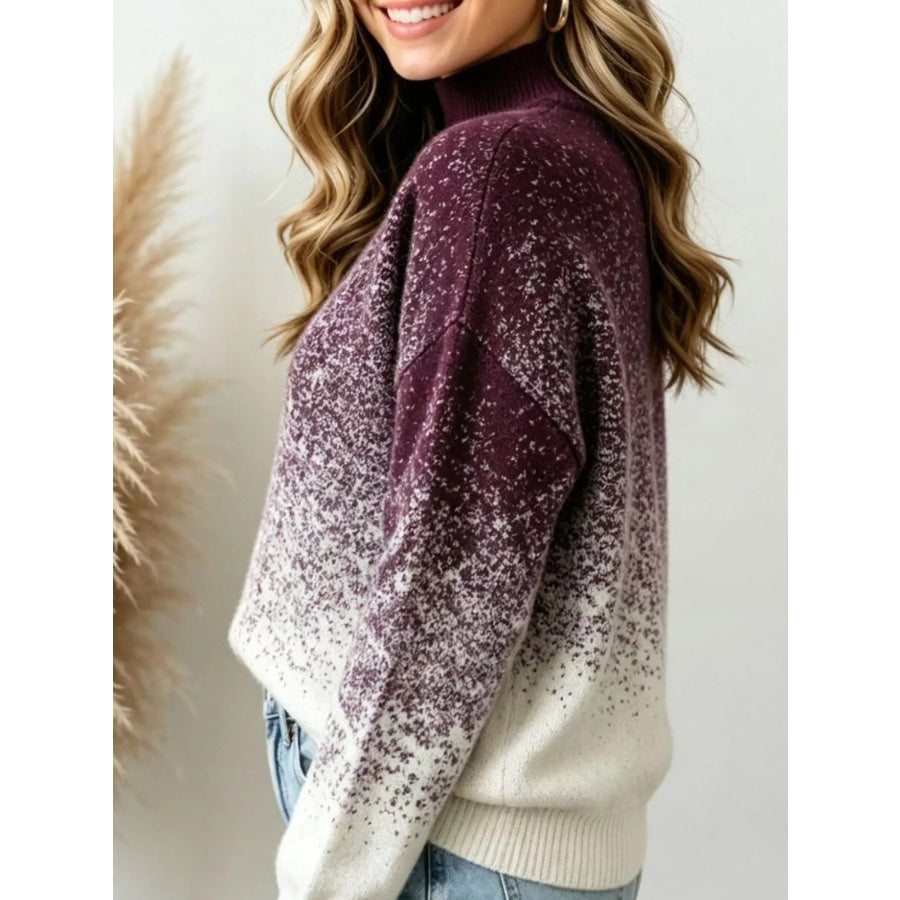 Gradient Turtleneck Long Sleeve Sweater Apparel and Accessories