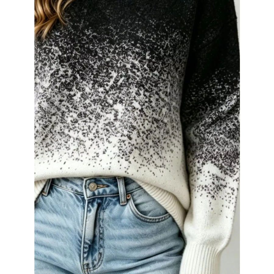 Gradient Turtleneck Long Sleeve Sweater Apparel and Accessories