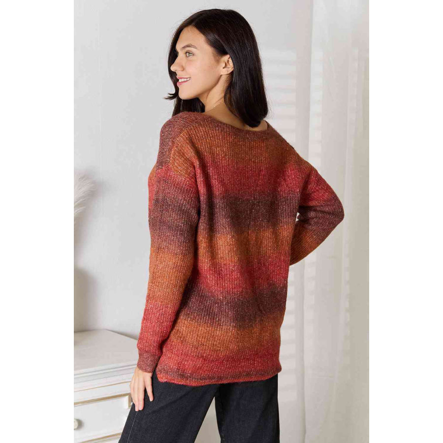 Gradient V-Neck Sweater Brick Red / S Clothing