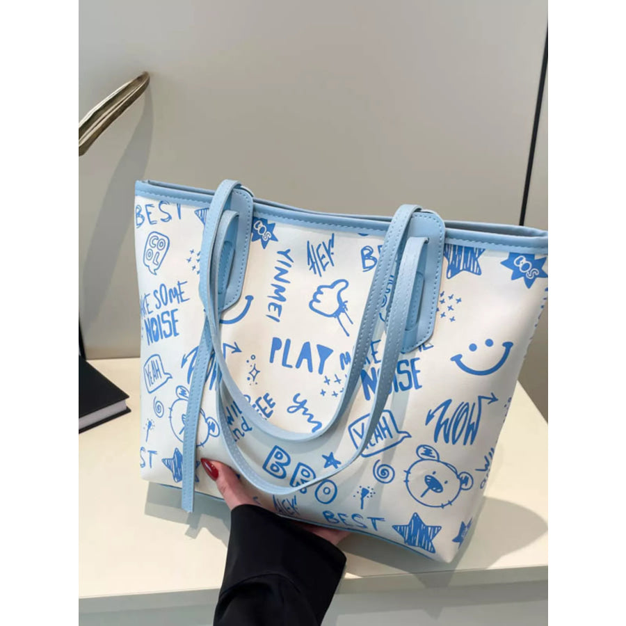 Graffiti Print Casual Tote Bag Apparel and Accessories