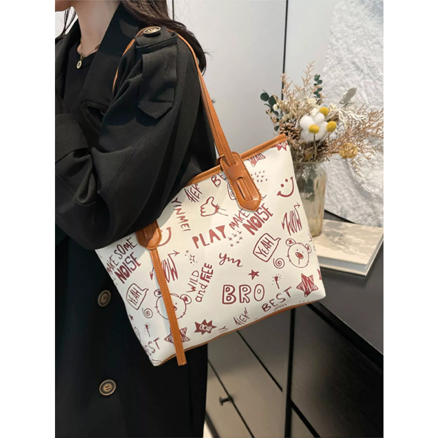 Graffiti Print Casual Tote Bag Apparel and Accessories