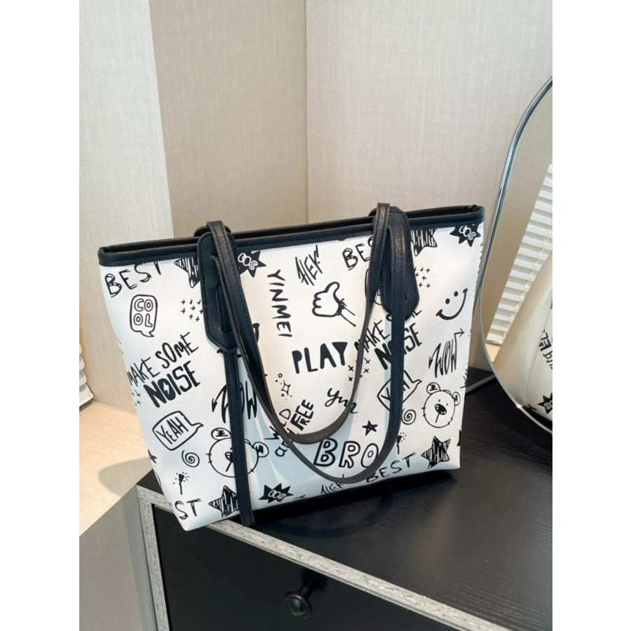 Graffiti Print Casual Tote Bag Apparel and Accessories