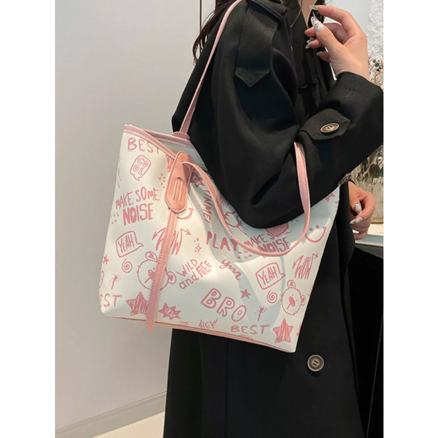 Graffiti Print Casual Tote Bag Apparel and Accessories