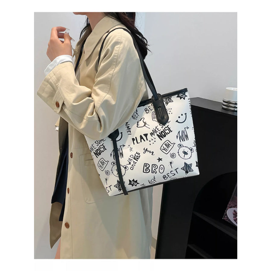 Graffiti Print Casual Tote Bag Apparel and Accessories