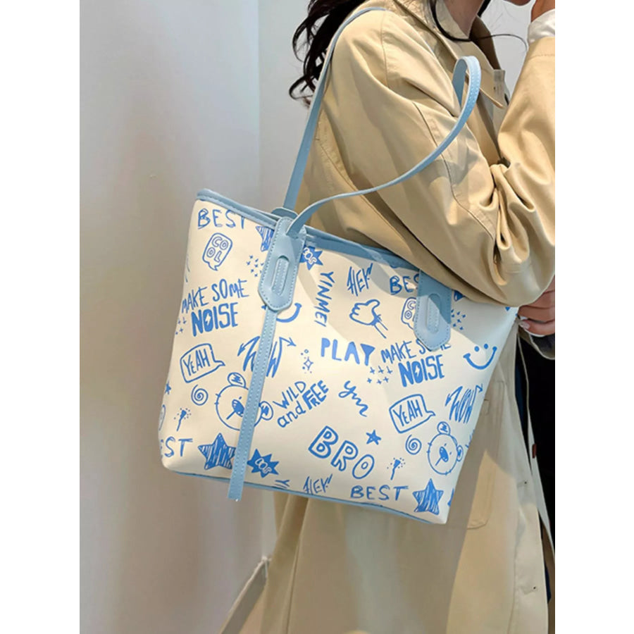 Graffiti Print Casual Tote Bag Apparel and Accessories