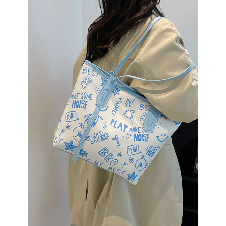 Graffiti Print Casual Tote Bag Apparel and Accessories