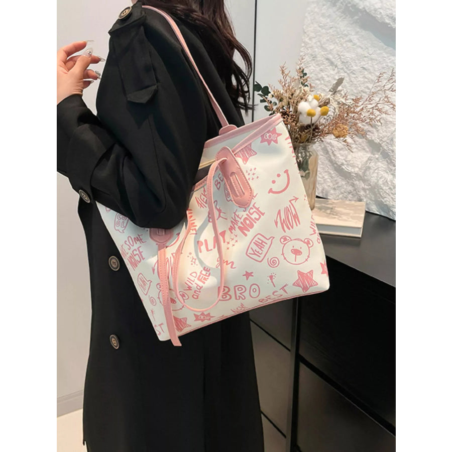 Graffiti Print Casual Tote Bag Apparel and Accessories