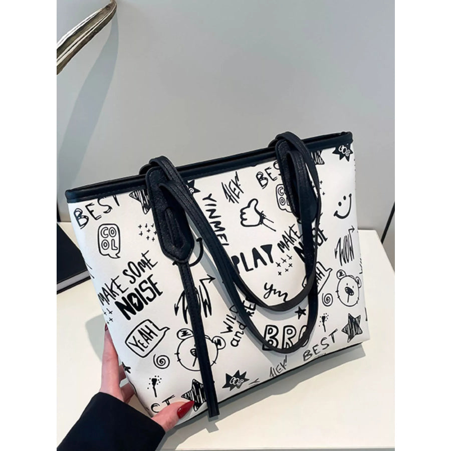 Graffiti Print Casual Tote Bag Apparel and Accessories