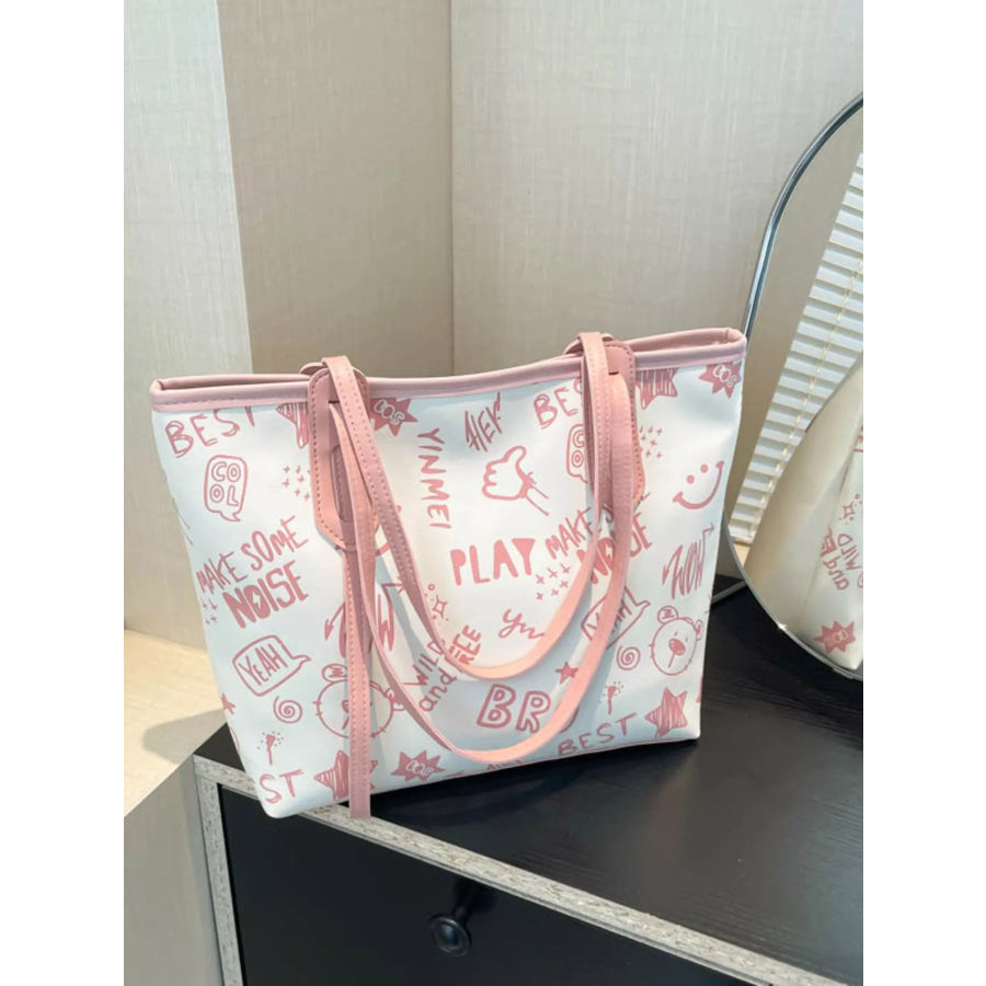 Graffiti Print Casual Tote Bag Apparel and Accessories