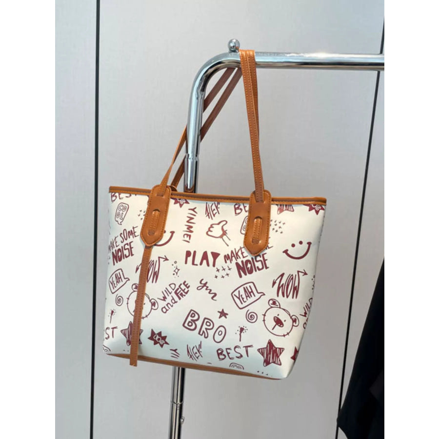 Graffiti Print Casual Tote Bag Apparel and Accessories