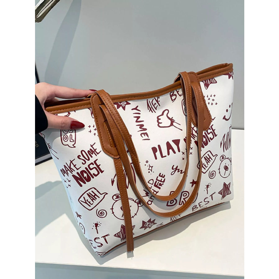 Graffiti Print Casual Tote Bag Apparel and Accessories