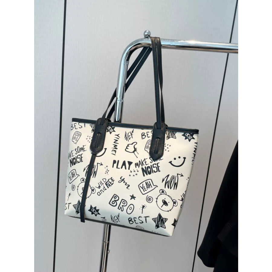 Graffiti Print Casual Tote Bag Apparel and Accessories