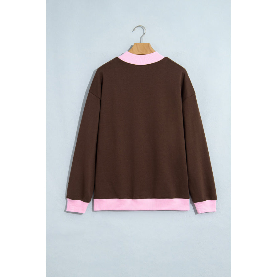 Grapefruit Orange Polka Dot Letter Graphic Colorblock Tunic Sweatshirt Tops/Sweatshirts & Hoodies