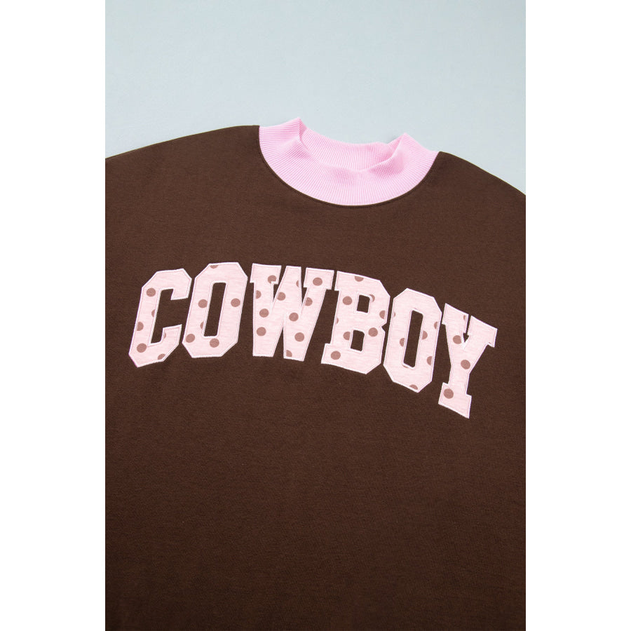 Grapefruit Orange Polka Dot Letter Graphic Colorblock Tunic Sweatshirt Tops/Sweatshirts & Hoodies