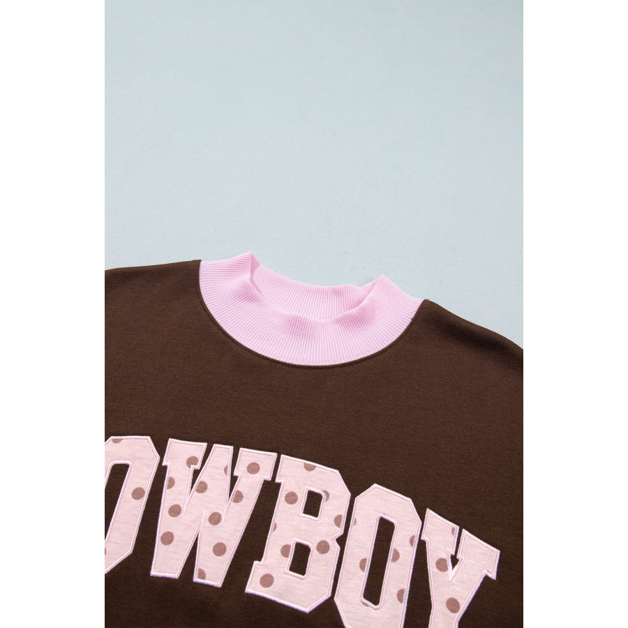 Grapefruit Orange Polka Dot Letter Graphic Colorblock Tunic Sweatshirt Tops/Sweatshirts & Hoodies