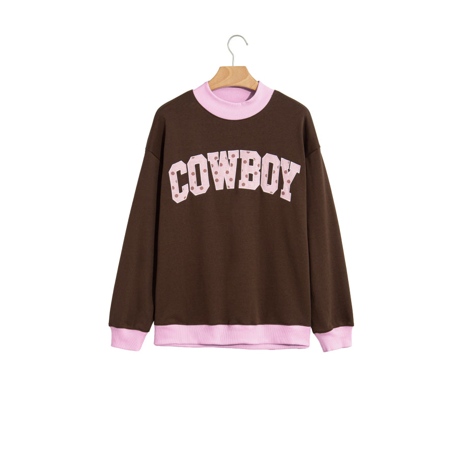 Grapefruit Orange Polka Dot Letter Graphic Colorblock Tunic Sweatshirt Tops/Sweatshirts & Hoodies