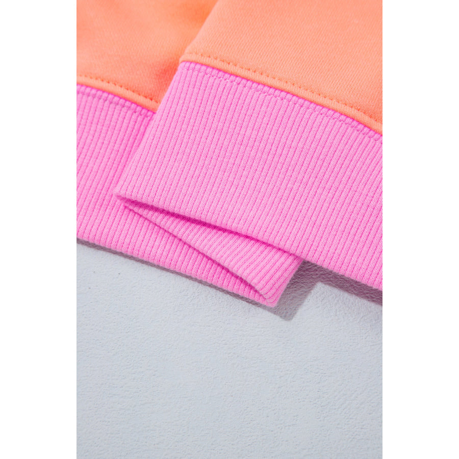 Grapefruit Orange Polka Dot Letter Graphic Colorblock Tunic Sweatshirt Tops/Sweatshirts & Hoodies