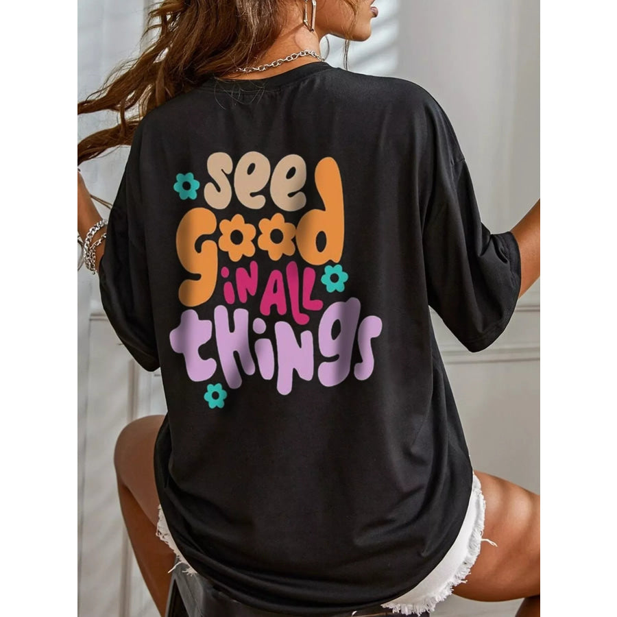 Graphic Back Oversized T-Shirt Black / S Apparel and Accessories
