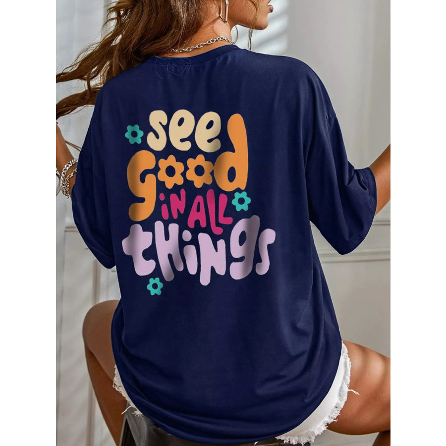 Graphic Back Oversized T-Shirt Navy / S Apparel and Accessories