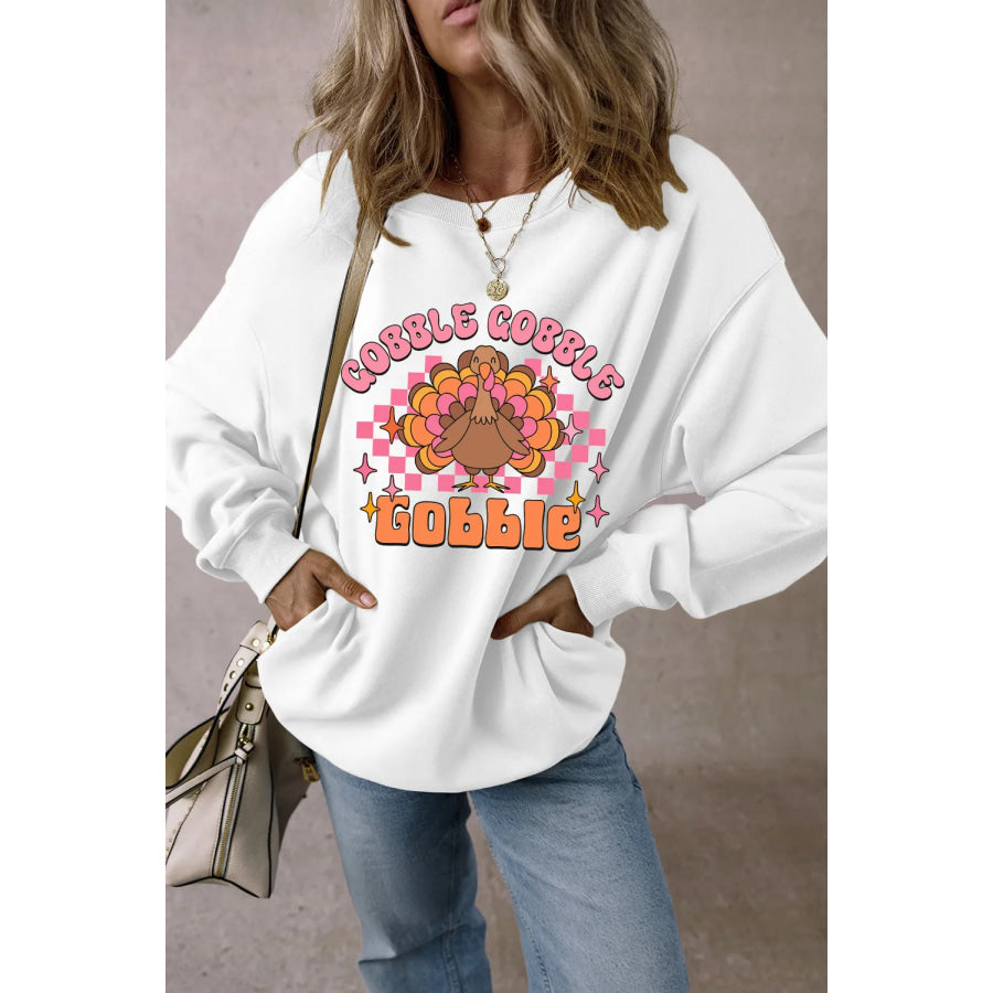 Graphic Dropped Shoulder Long Sleeve Sweatshirt Apparel and Accessories