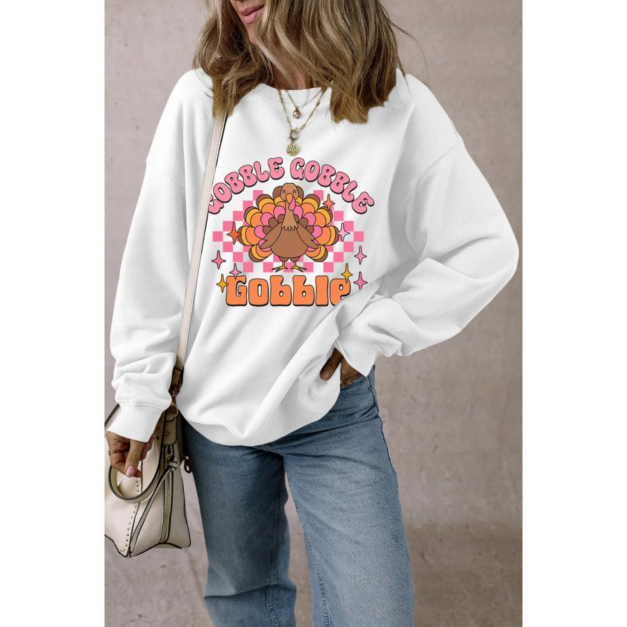 Graphic Dropped Shoulder Long Sleeve Sweatshirt Apparel and Accessories