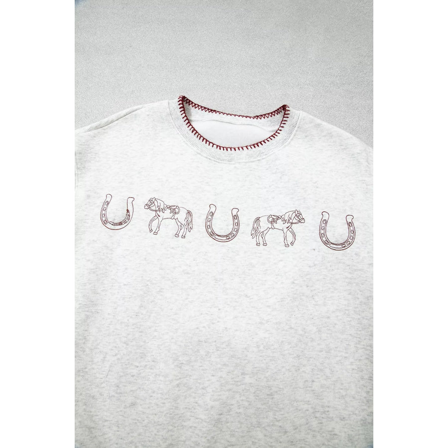 Graphic Round Neck Casual Sweatshirt Apparel and Accessories