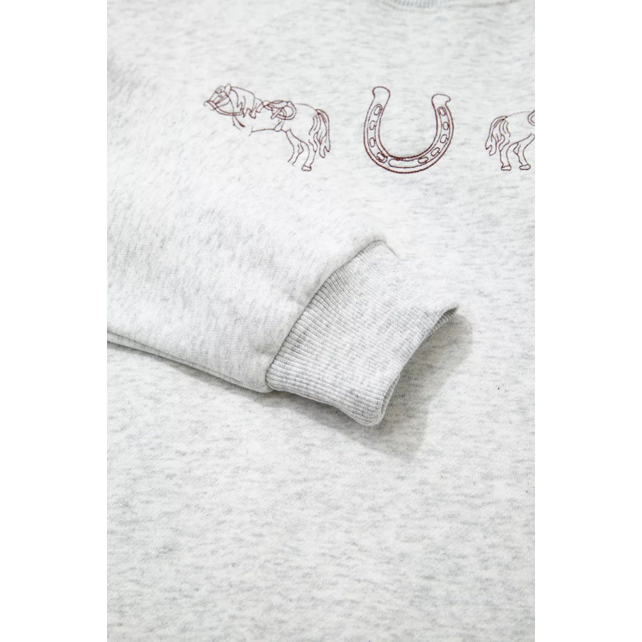 Graphic Round Neck Casual Sweatshirt Apparel and Accessories