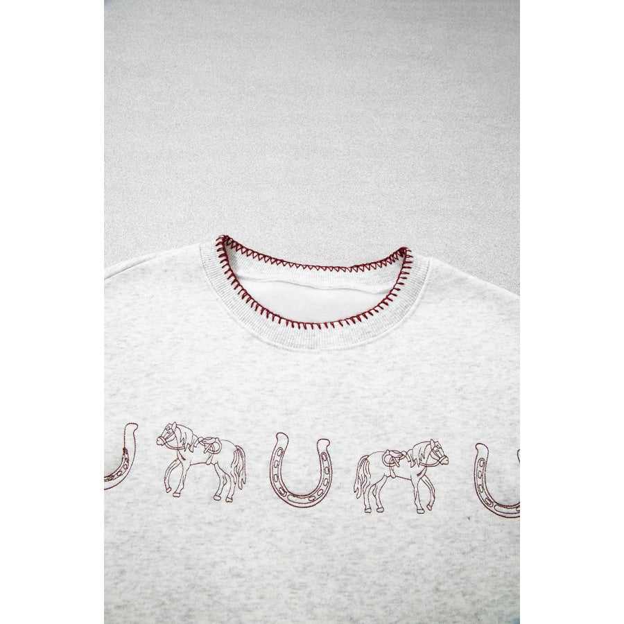 Graphic Round Neck Casual Sweatshirt Apparel and Accessories