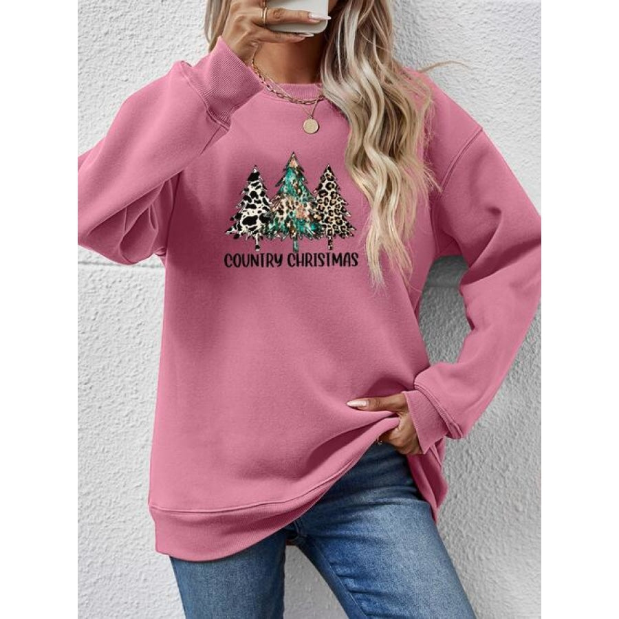 Graphic Round Neck Dropped Shoulder Sweatshirt Moonlit Mauve / S