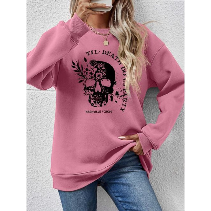 Graphic Round Neck Dropped Shoulder Sweatshirt Moonlit Mauve / S