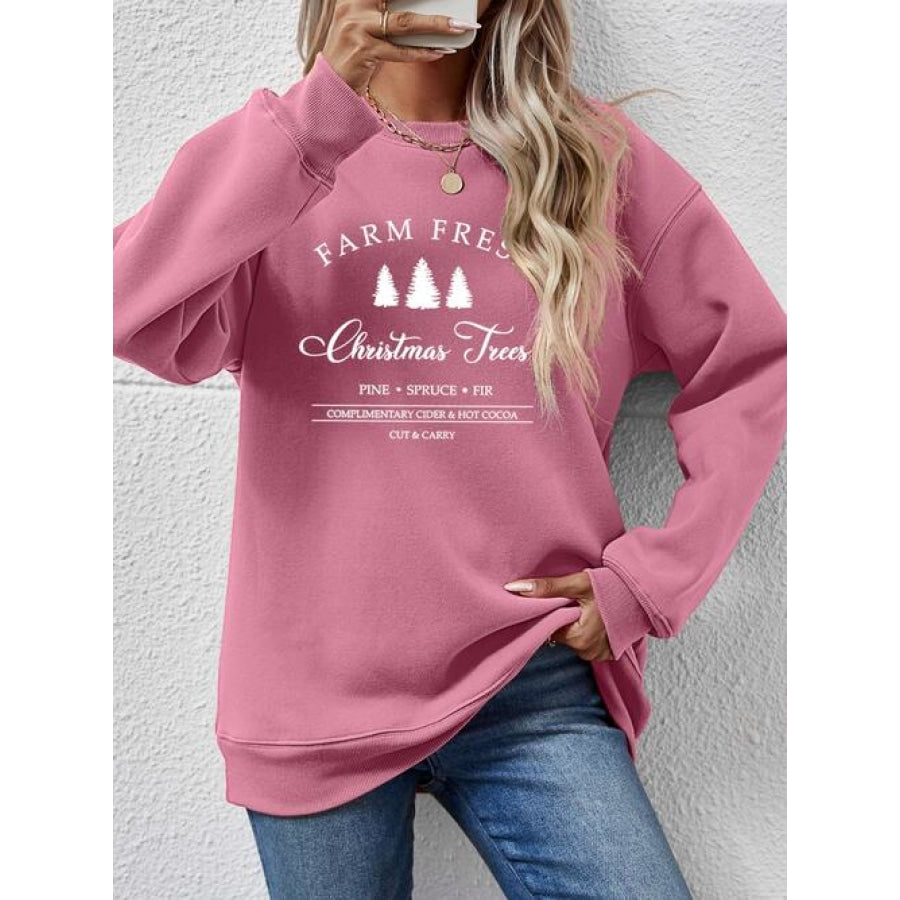 Graphic Round Neck Dropped Shoulder Sweatshirt Moonlit Mauve / S