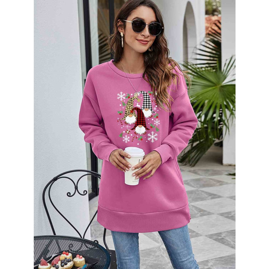 Graphic Round Neck Dropped Shoulder Sweatshirt Moonlit Mauve / S