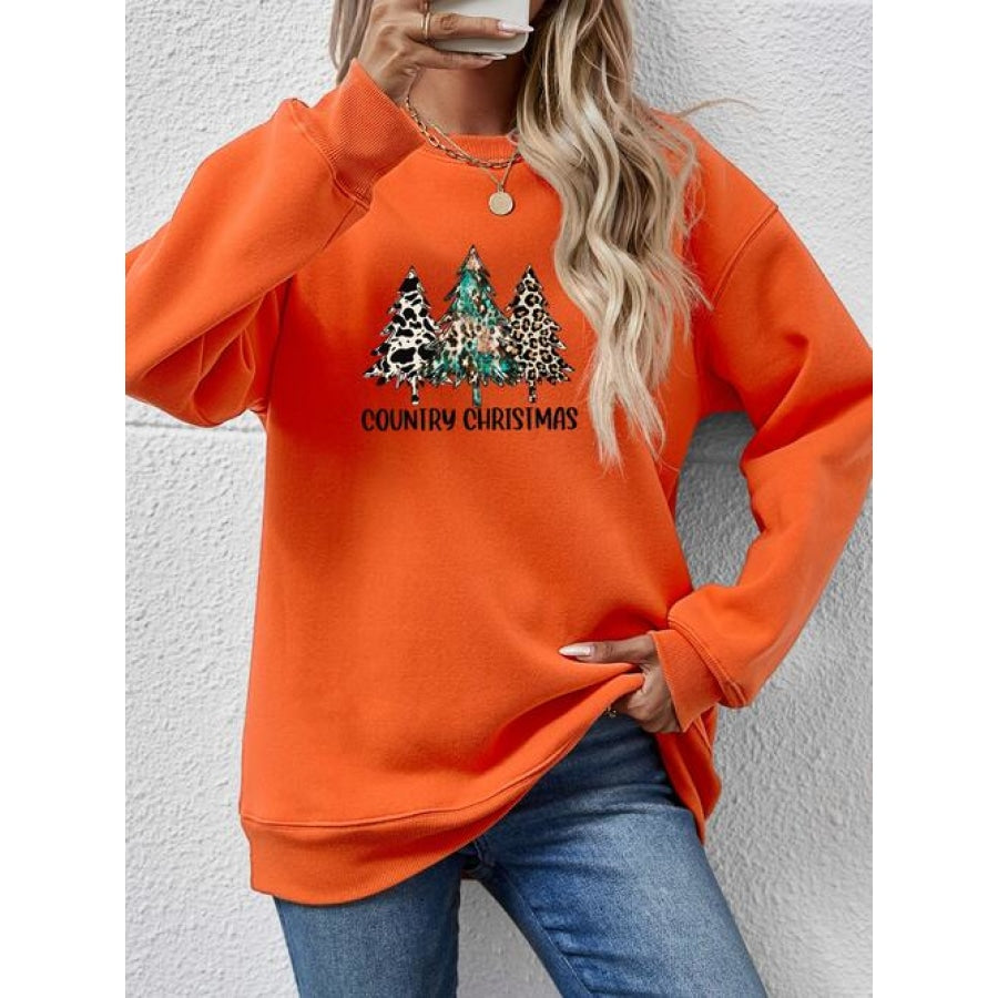 Graphic Round Neck Dropped Shoulder Sweatshirt Pumpkin / S