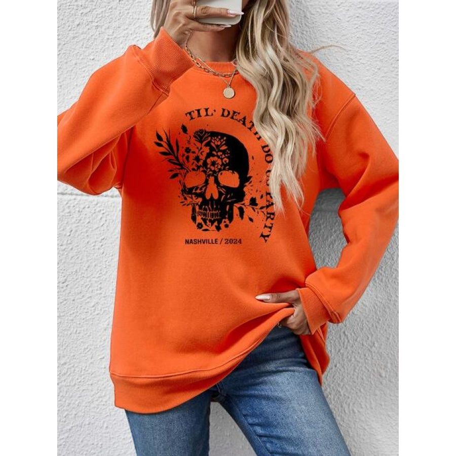 Graphic Round Neck Dropped Shoulder Sweatshirt Pumpkin / S