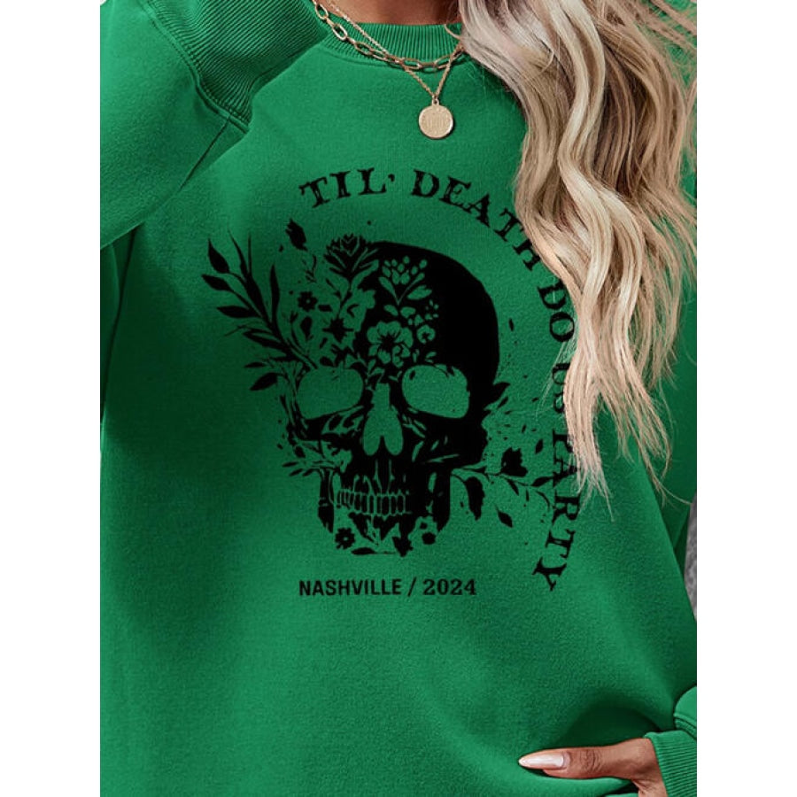 Graphic Round Neck Dropped Shoulder Sweatshirt