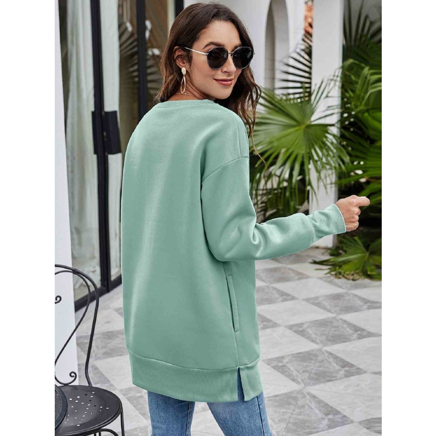 Graphic Round Neck Dropped Shoulder Sweatshirt