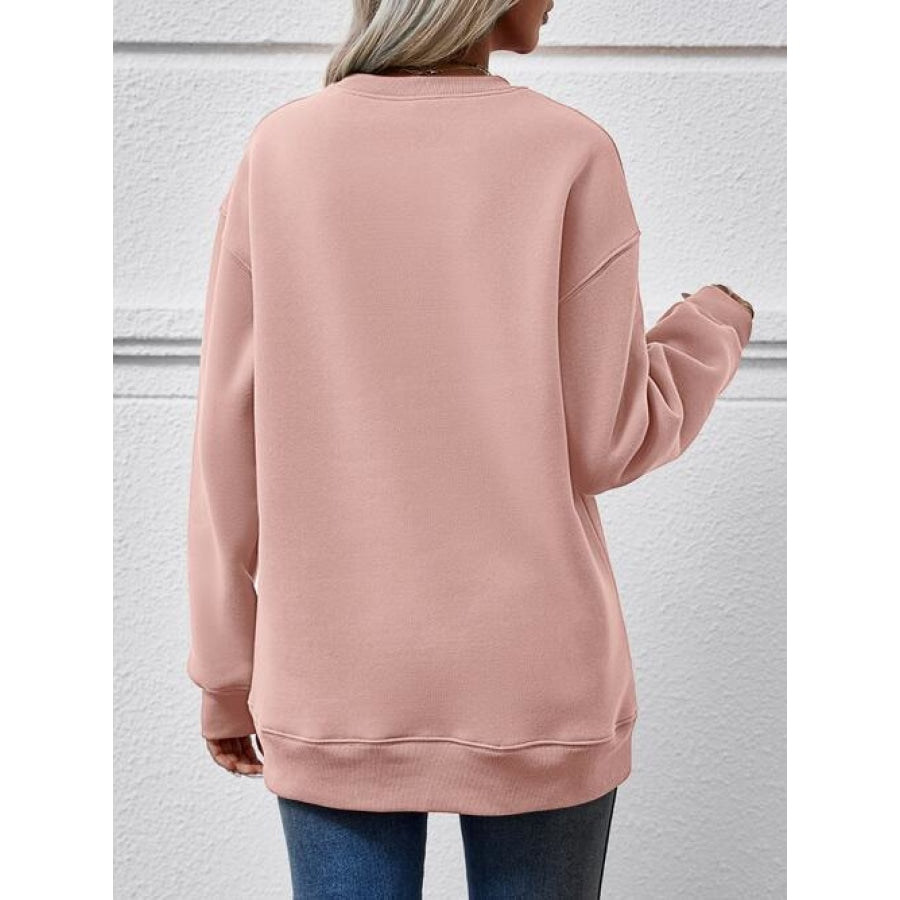 Graphic Round Neck Dropped Shoulder Sweatshirt