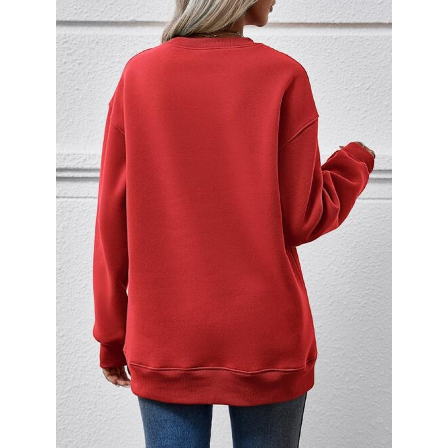 Graphic Round Neck Dropped Shoulder Sweatshirt