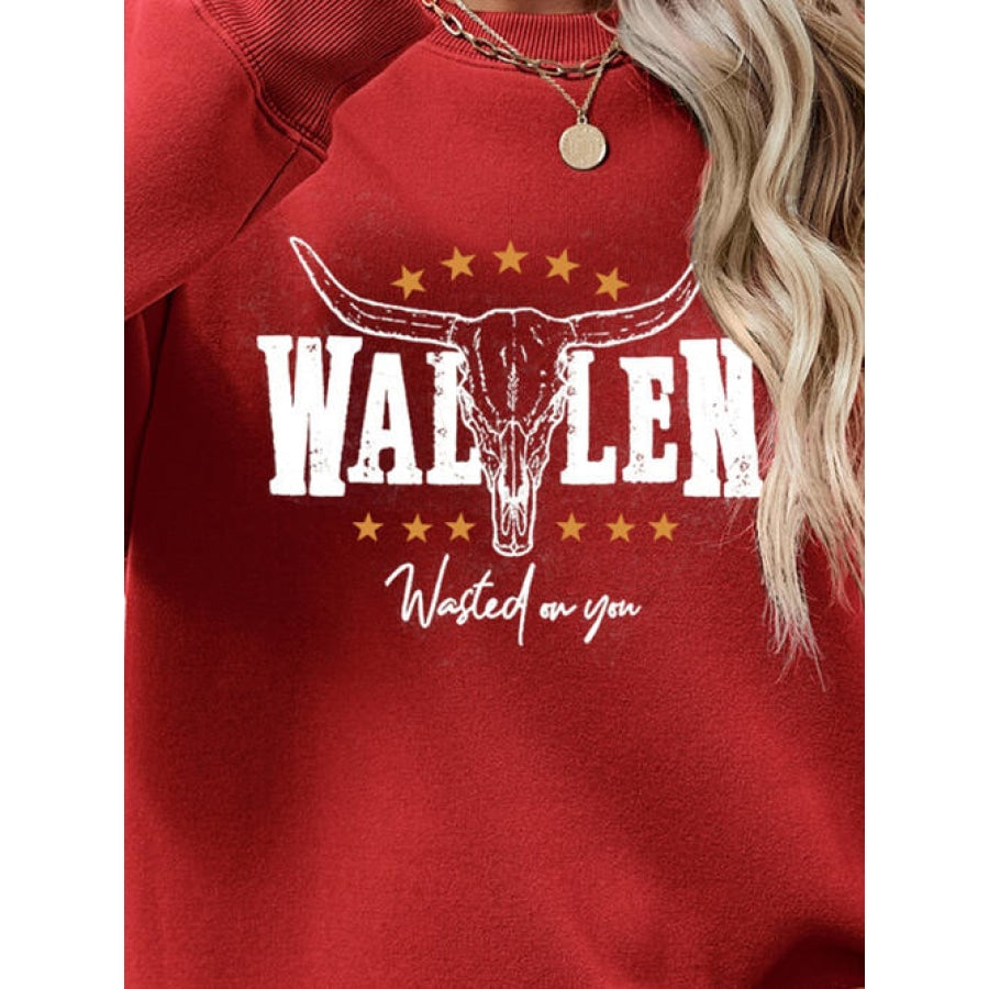 Graphic Round Neck Dropped Shoulder Sweatshirt