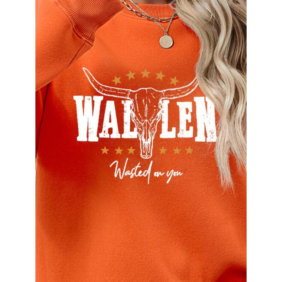 Graphic Round Neck Dropped Shoulder Sweatshirt