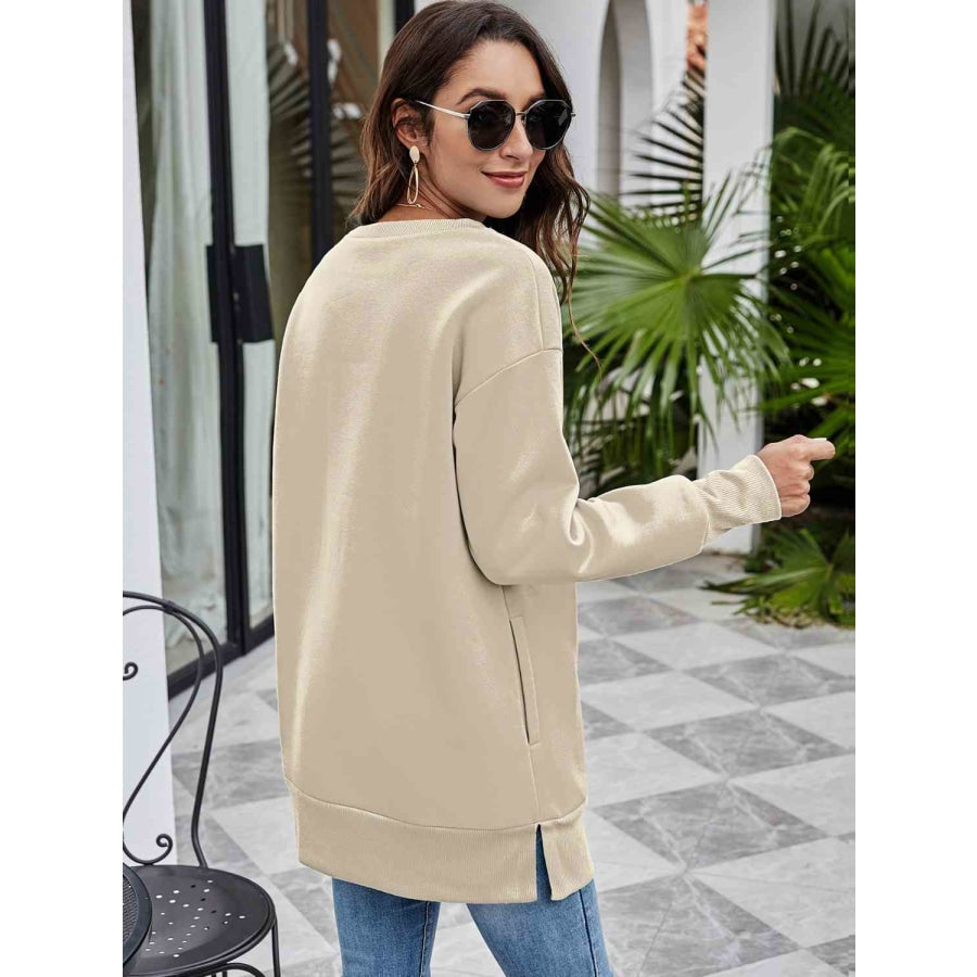 Graphic Round Neck Dropped Shoulder Sweatshirt