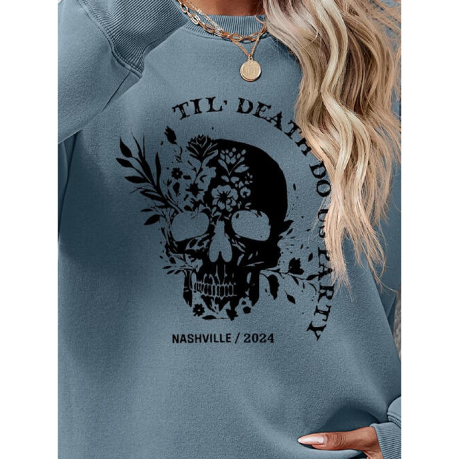 Graphic Round Neck Dropped Shoulder Sweatshirt