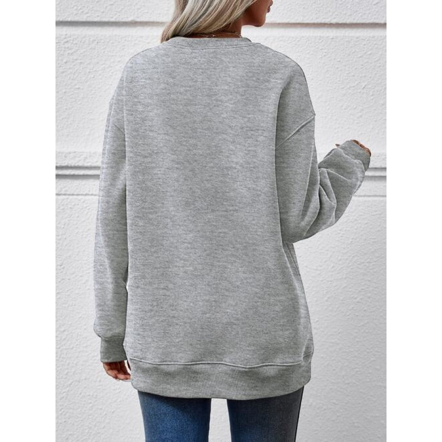 Graphic Round Neck Dropped Shoulder Sweatshirt