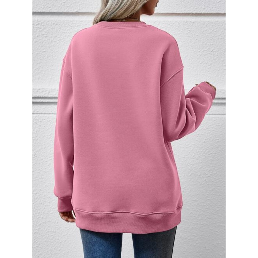 Graphic Round Neck Dropped Shoulder Sweatshirt