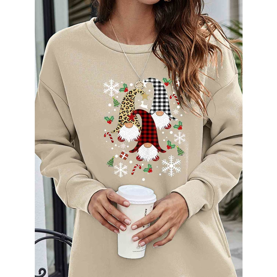 Graphic Round Neck Dropped Shoulder Sweatshirt