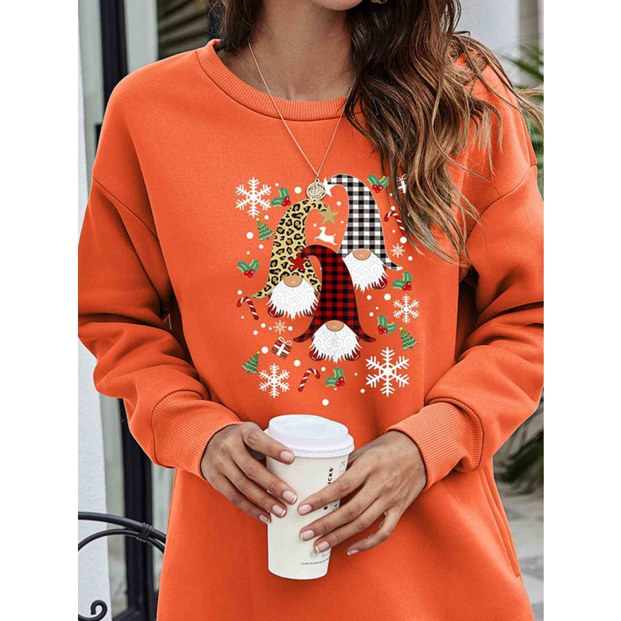 Graphic Round Neck Dropped Shoulder Sweatshirt